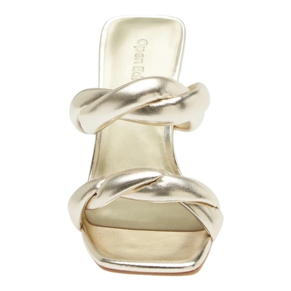 OPEN Edit Remy Twist Gold Sandal Heels Size 8 - Picture 4 of 10